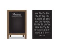 Menu announcement board with hand drawn chalk font. Vector illustration.