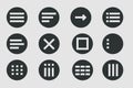Menu for apps and web Hamburger Menu dropdown in circle. Set interface icons, popup bar, template. Application list