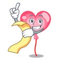 With menu ballon heart mascot cartoon