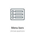 Menu bars outline vector icon. Thin line black menu bars icon, flat vector simple element illustration from editable ultimate Royalty Free Stock Photo