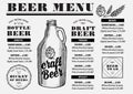 Menu beer restaurant, alcohol template placemat. Royalty Free Stock Photo