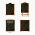 Menu Black Board Vector. Empty Cafe Menu Set. Realistic Wooden Chalkboard Blank Illustration Royalty Free Stock Photo