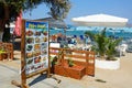 Menu board by the beach, Kalyves.