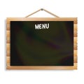 Menu Board. Cafe Or Restaurant Menu Bulletin Black Board. Isolated On White Background. Realistic Black Signboard Chalkboard With