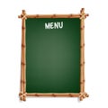 Menu Board. Cafe Or Restaurant Menu Bulletin Black Board. Isolated On White Background. Realistic Green Chalkboard With Wooden Fra