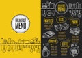 Menu breakfast restaurant, food template placemat. Royalty Free Stock Photo