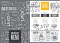 Menu breakfast restaurant, food template placemat. Royalty Free Stock Photo