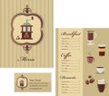 Menu and business card template design - coffee Royalty Free Stock Photo