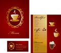 Menu and business card template design - coffee Royalty Free Stock Photo