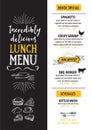 Menu cafe restaurant, template placemat. Food board design. Royalty Free Stock Photo