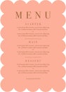 Menu card. Dinner menu.