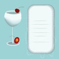 menu card greeting card with a glass of martini and sweet cherry Royalty Free Stock Photo