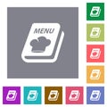 Menu with chef hat square flat icons Royalty Free Stock Photo