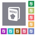 Menu with chef hat square flat icons Royalty Free Stock Photo