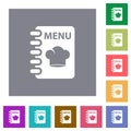 Menu with chef hat square flat icons Royalty Free Stock Photo