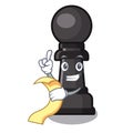 With menu chess pawn in the cartoon shape