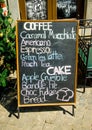 Menu coffee and cake