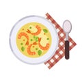 Menu concept. Soup in flat style. Vector illustration