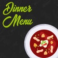 Menu concept. Dinner menu. Soup in flat style. Vector illustration Royalty Free Stock Photo