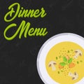 Menu concept. Dinner menu. Soup in flat style. Vector illustration Royalty Free Stock Photo