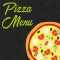 Menu concept. Flat style pizza. Fast food. Vector illustration Royalty Free Stock Photo