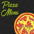 Menu concept. Flat style pizza. Fast food. Vector illustration Royalty Free Stock Photo