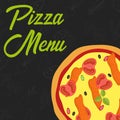 Menu concept. Flat style pizza. Fast food. Vector illustration Royalty Free Stock Photo