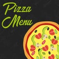 Menu concept. Flat style pizza. Fast food. Vector illustration Royalty Free Stock Photo