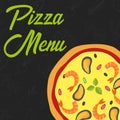 Menu concept. Flat style pizza. Fast food. Vector illustration Royalty Free Stock Photo