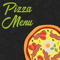 Menu concept. Flat style pizza. Fast food. Vector illustration Royalty Free Stock Photo