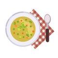 Menu concept. Soup in flat style. Vector illustration Royalty Free Stock Photo