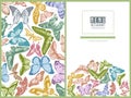 Menu cover design with pastel papilio ulysses, morpho menelaus, graphium androcles, morpho rhetenor cacica, papilio