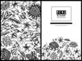 Menu cover floral design with black and white plumeria, allamanda, clerodendrum, champak, etlingera, ixora Royalty Free Stock Photo