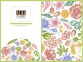 Menu cover floral design with pastel almond, dandelion, ginger, poppy flower, passion flower, tilia cordata