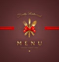 Menu cover with golden cutlery