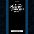 Menu de Cuaresma, Lenten Menu Spanish text, Lent Sea Food vector Menu cover design Royalty Free Stock Photo