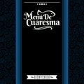 Menu de Cuaresma, Lenten Menu Spanish text, Lent Sea Food vector Menu cover design