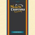 Menu de Cuaresma - Lenten menu spanish text - Lent sea food vector menu cover design Royalty Free Stock Photo