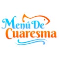 Menu de Cuaresma, Lenten Menu Spanish text, Lent Sea Food vector emblem Royalty Free Stock Photo