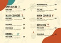 Menu design featuring sections for \