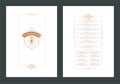 Menu design template with cover and restaurant vintage logo vector brochure. Royalty Free Stock Photo