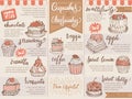 Menu dessert vector cafe design sweet food template chocolate cupcake biscuit and cheesecake in restaurant illustration
