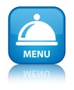 Menu (food dish icon) special cyan blue square button Royalty Free Stock Photo