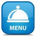 Menu (food dish icon) special cyan blue square button Royalty Free Stock Photo