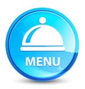 Menu (food dish icon) splash natural blue round button