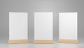 Menu frame standing on wood table isolated on white background with clipping path. space for text marketing promotion Bar Royalty Free Stock Photo