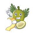 With menu fresh breadfruit in a cartoon basket Royalty Free Stock Photo