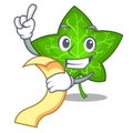 With menu fresh green ivy leaf mascot cartoon Royalty Free Stock Photo