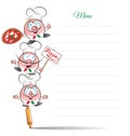 Menu with funny chef cartoon