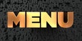 Menu - Gold text on black background - 3D rendered royalty free stock picture